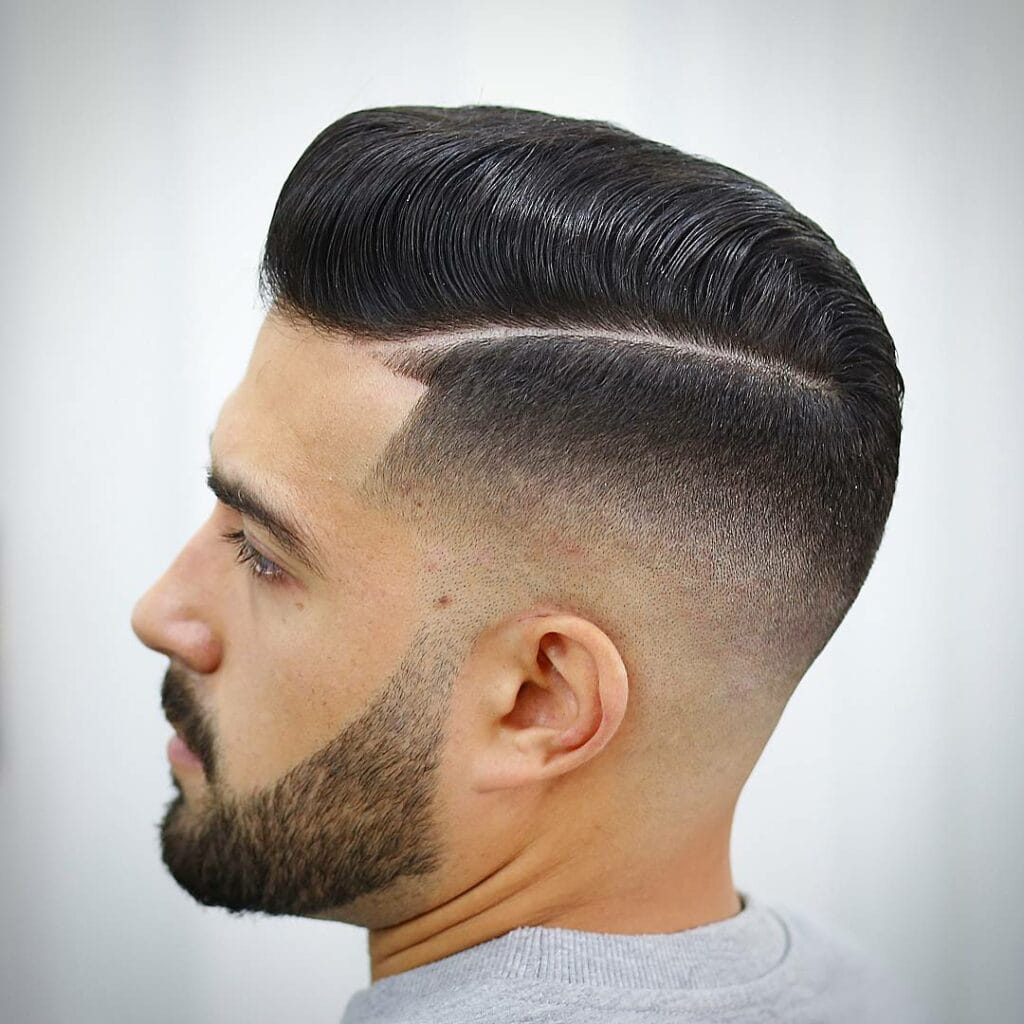Sleek Hard Parted Facial Hairstyle
