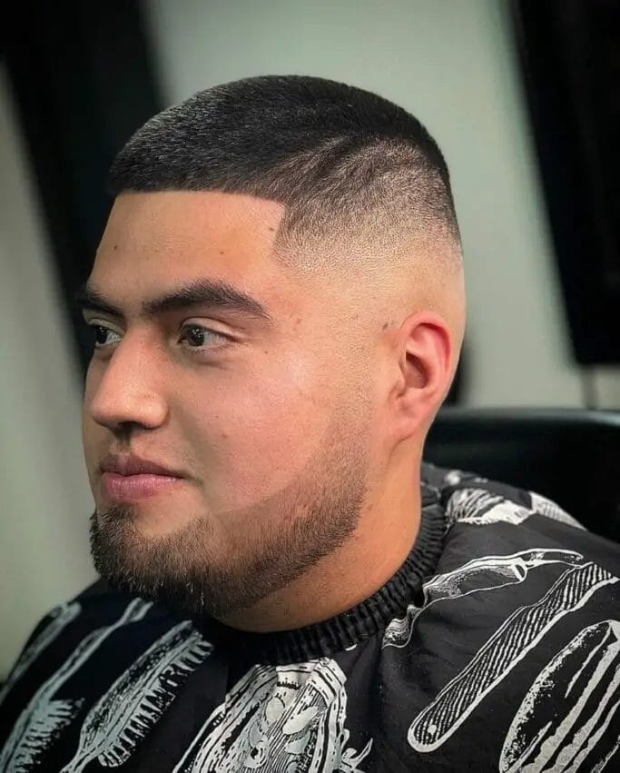 Ceasar cut with skin fade