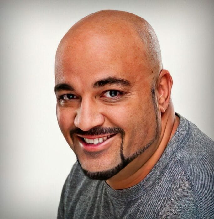 20 Exclusive Beard Styles for Bald Heads 18 Chinstrap beards on a man with bald haircut