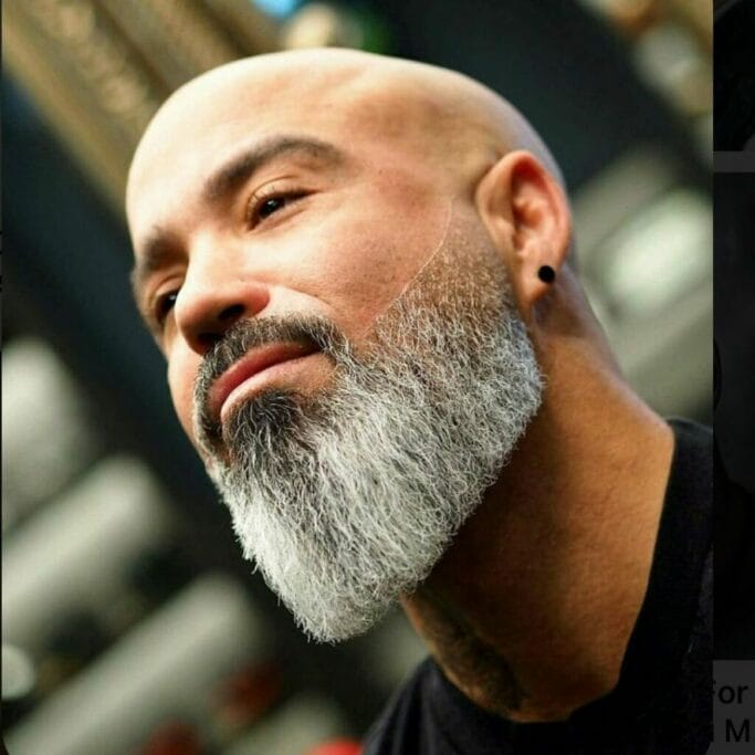 Full chin cover beards for bald haircut
