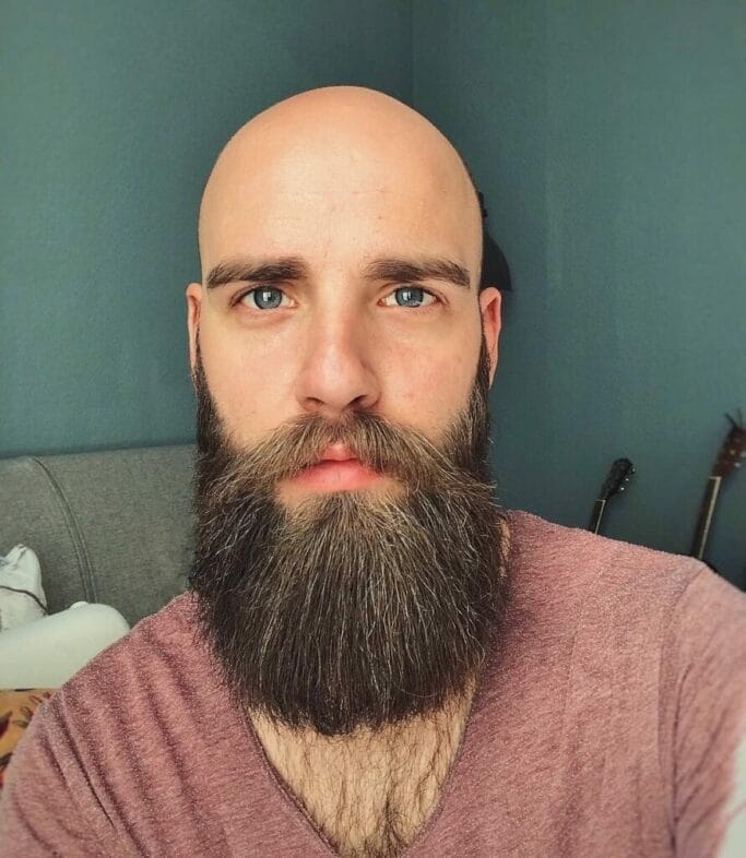 20 Exclusive Beard Styles for Bald Heads 12 Garibaldi beard style on a bald man