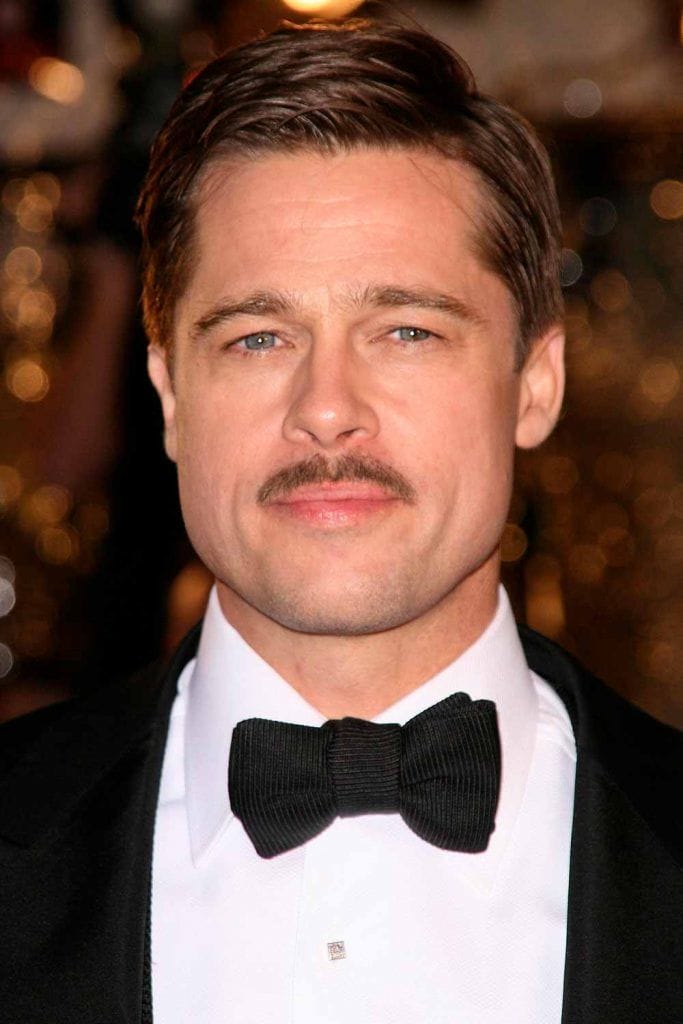 pencil mustache brad pitt 683x1024 1 20 Hottest Pencil Mustache Styles to Try Today