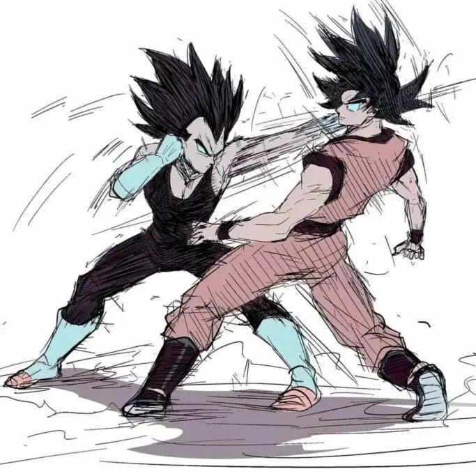 Vegeta and Goku anime guy with black hair