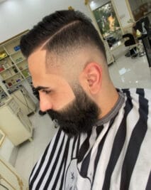 High fade with ducktail beard styles