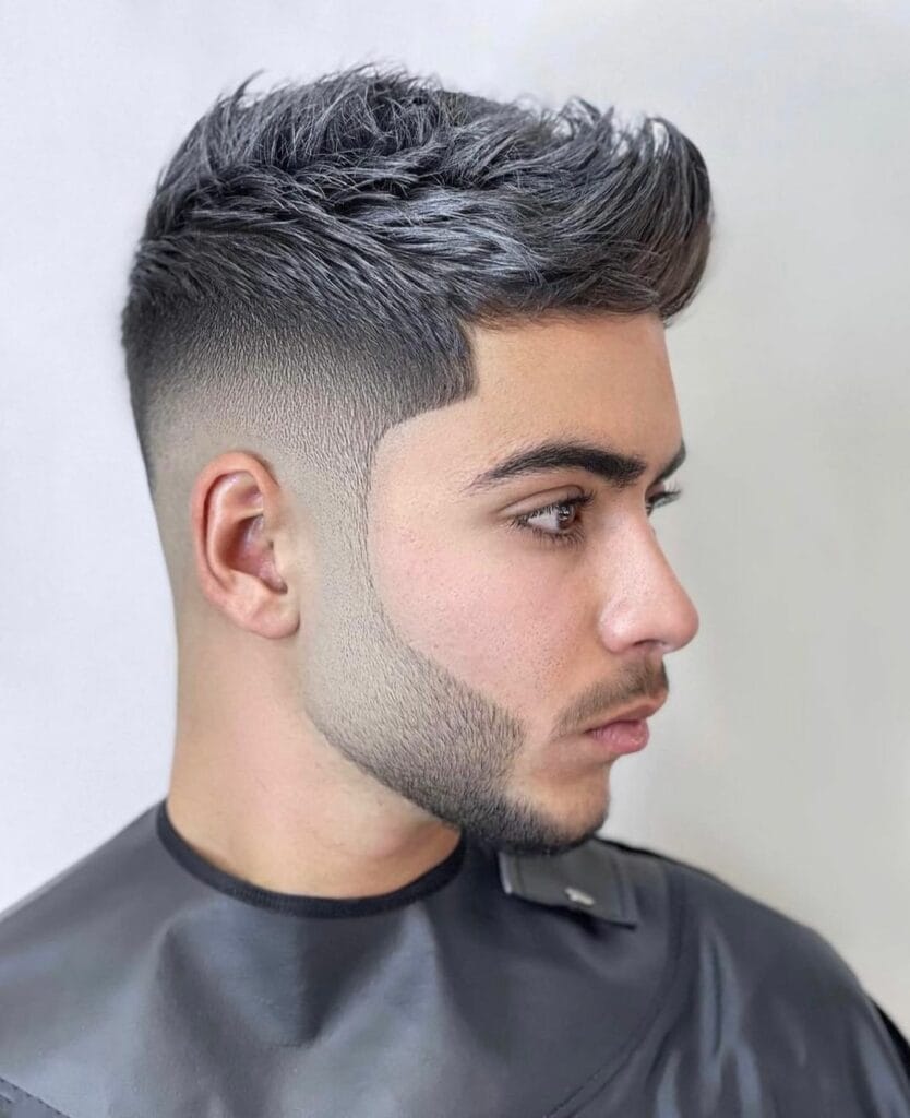 Short textured hair and low fade haircut