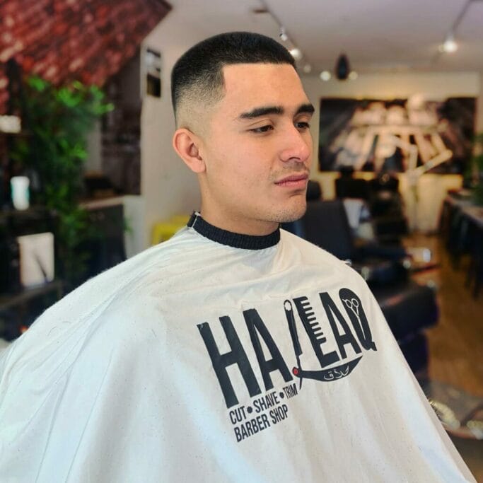 Skin Fade Haircut with Crew Cut and Line Up