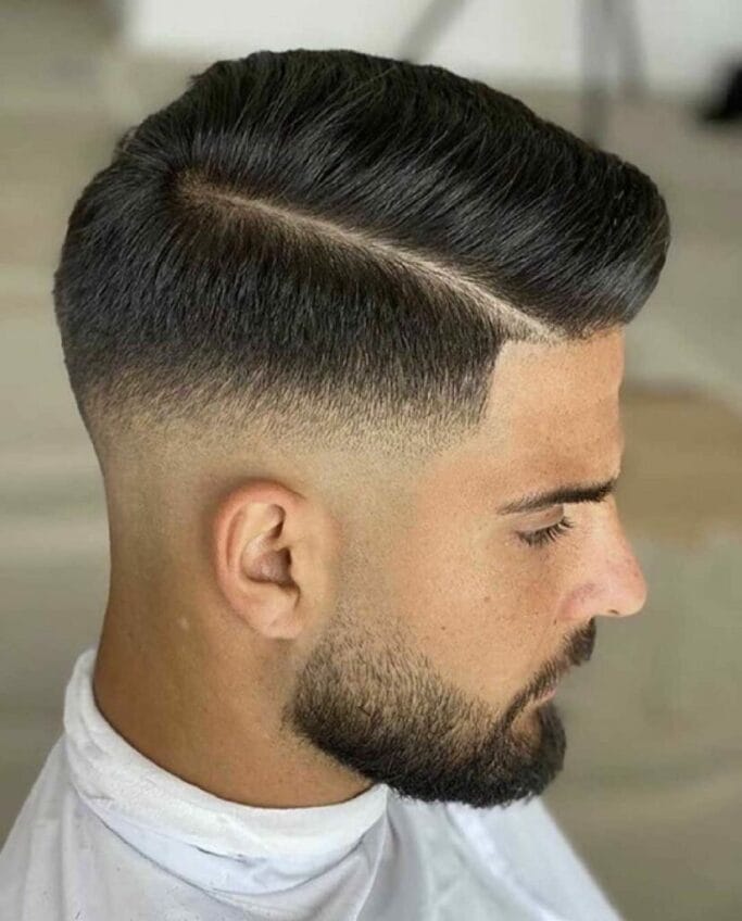 Combover haircut with taper fade