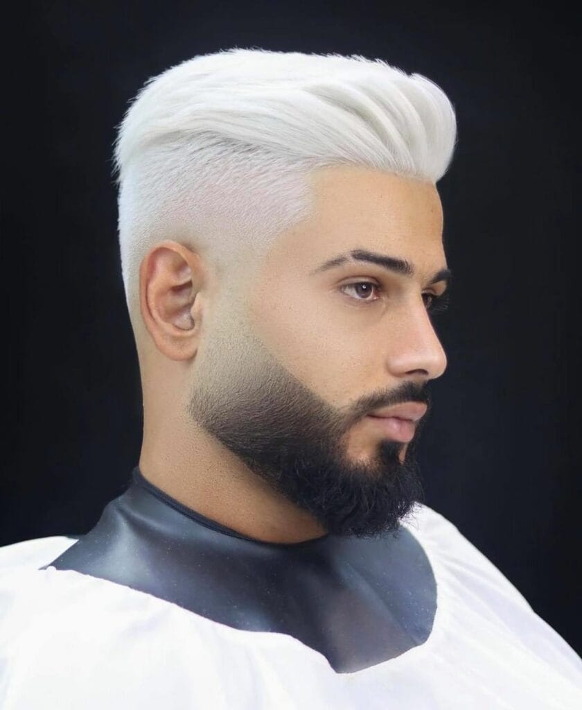 An Undercut with a Bleached Side Part lineup haircuts