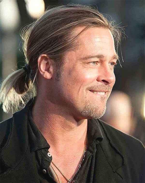 Brad Pitt Long Hair: How to Nail His Iconic Style 13 Brad Pitt Long Ponytail Hair