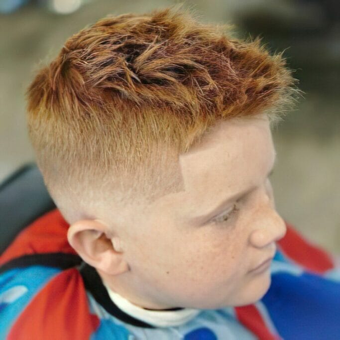 Blonde streaks in a Mixed Boys Haircut