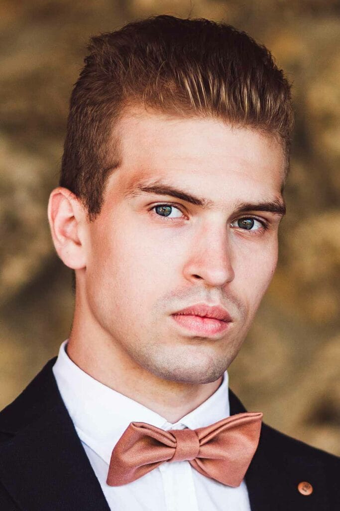 Slicked Hair Wedding haircuts for men 