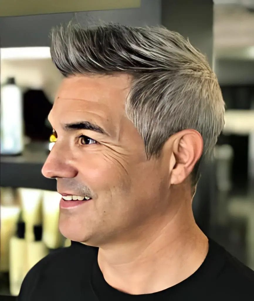 spiky and short hairstyle for men over 60 years