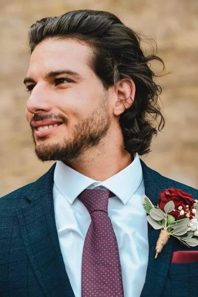 long hair with beard for wedding