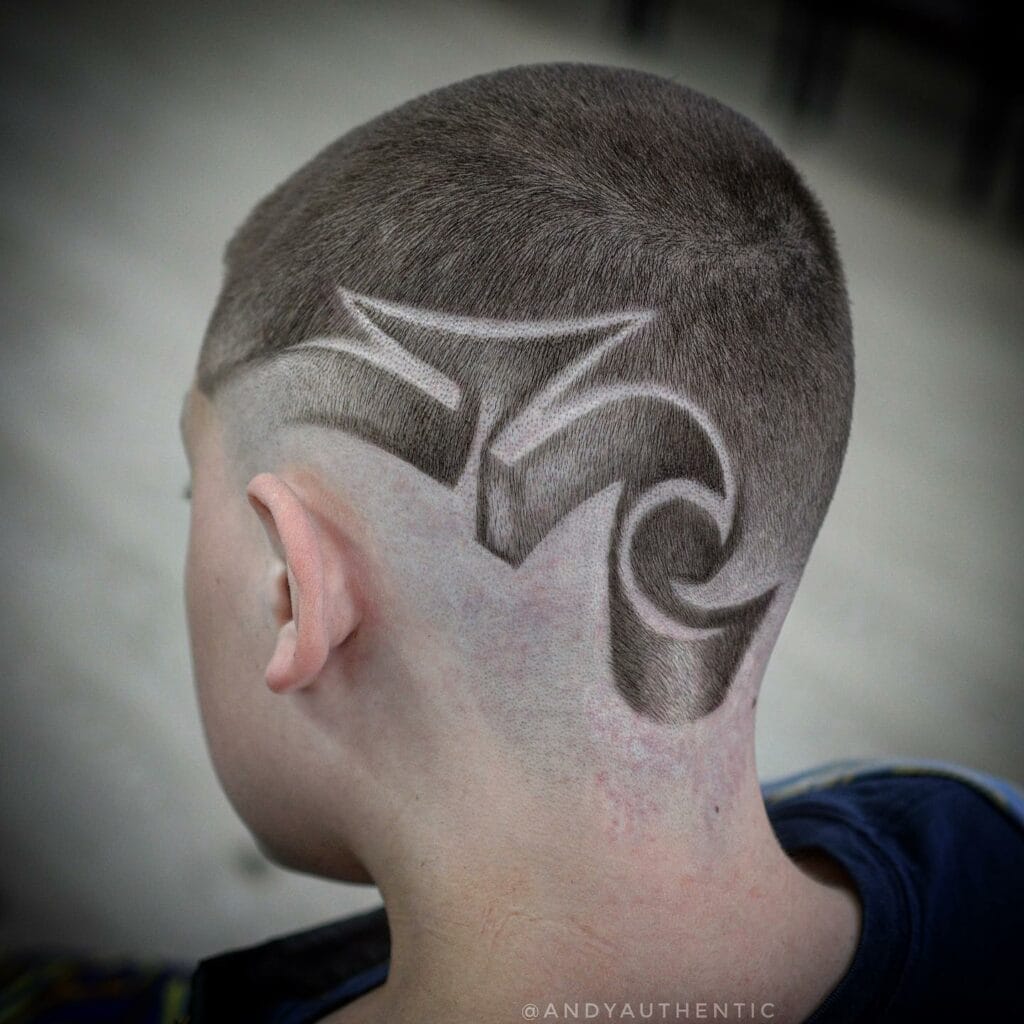 the buzz cut with a design 