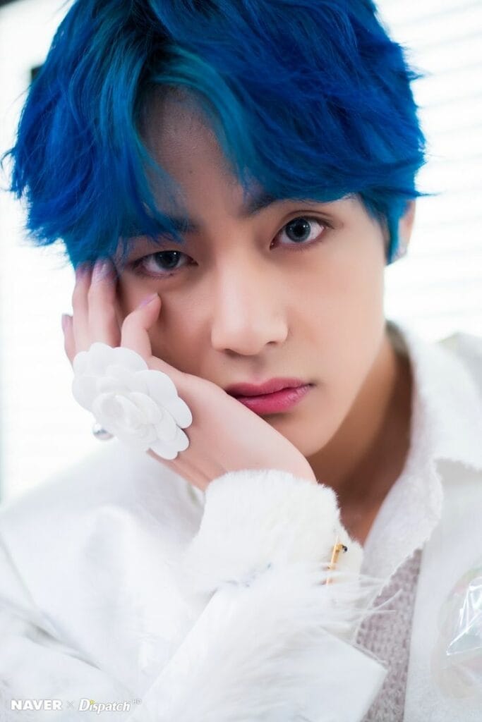 9 Best Taehyung Haircuts to Try This Year 5 Bright Blue Taehyung haircut