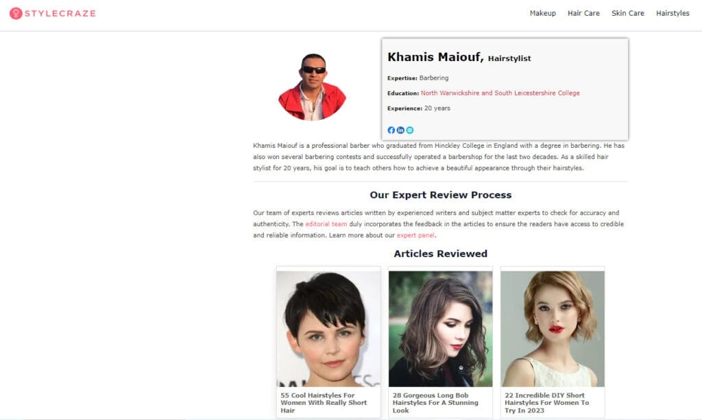 About Us 3 book of barbering experience and featured on StyleCraze