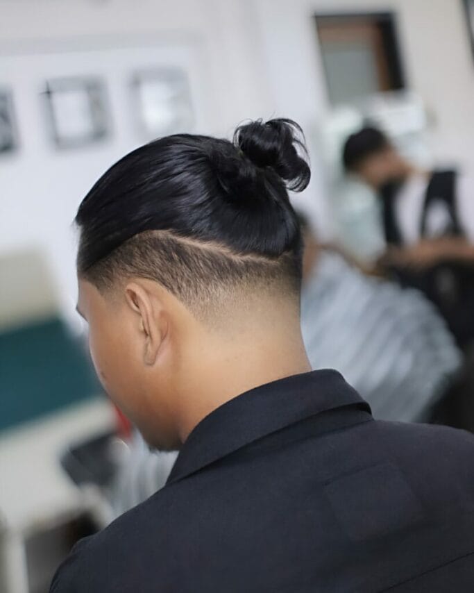 Top Knot Undercut Asian Men Hairstyle