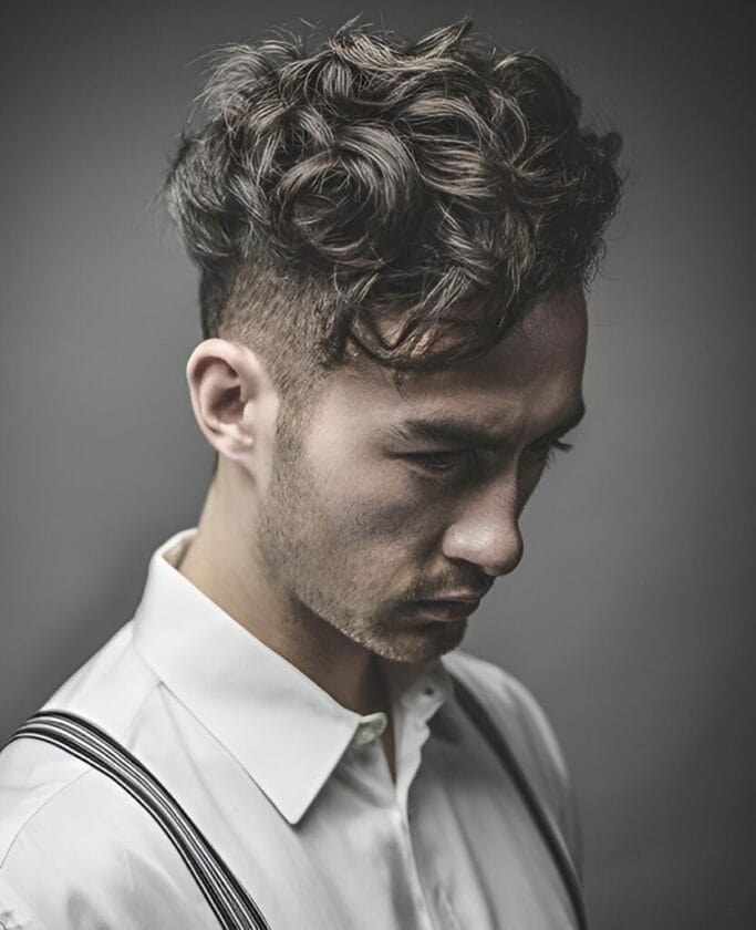 Curly Swept Quiff Asian Men Hairstyle