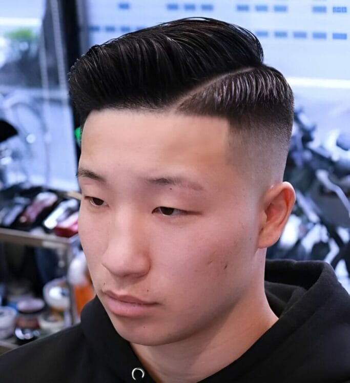 Side Brushed Hair Asian Men Hairstyle