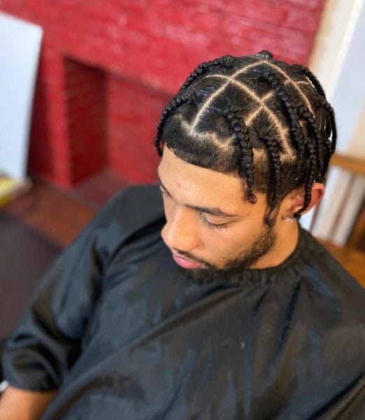 Men box braids with extensions @luckyhairbs Braid by