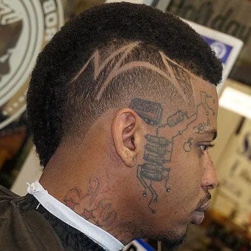black men haircuts with designs