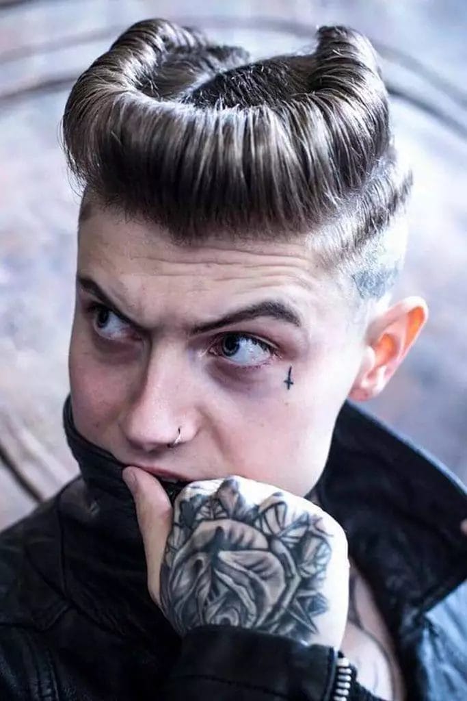rolled Rockabilly Hairstyles for Men