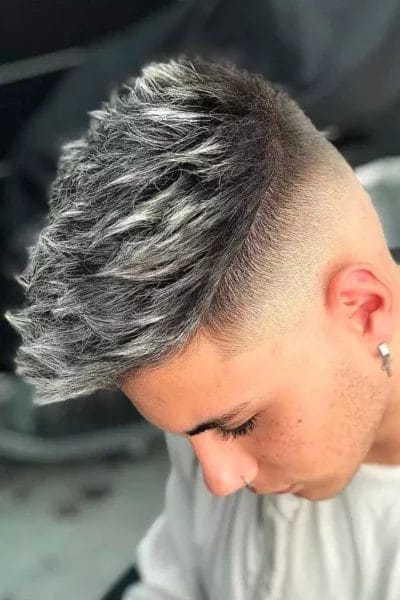 Spiky Fohawk + Designs Silver Hair