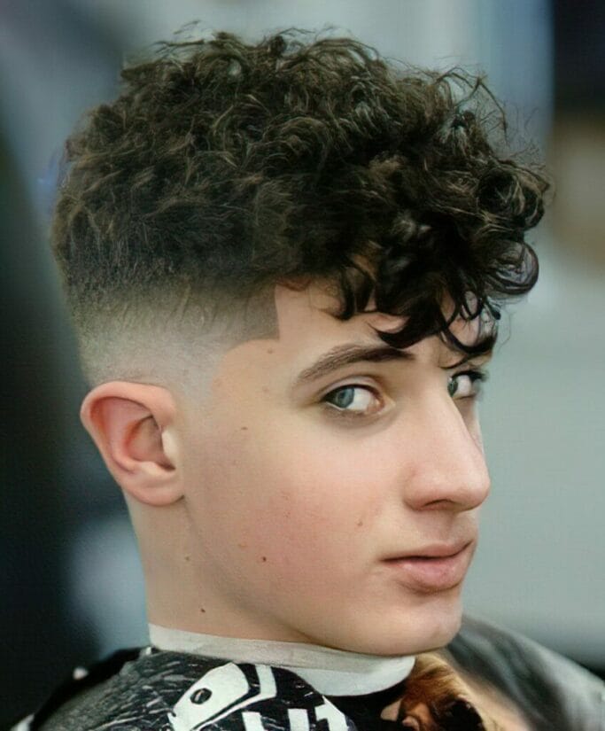 Mid Fade on Short Curly Hair