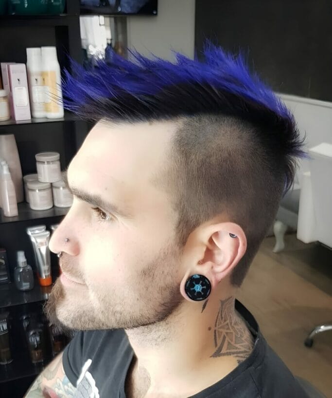Men Blue Hairstyles And Beard Combination Men Blue Hairstyles And Beard Combination