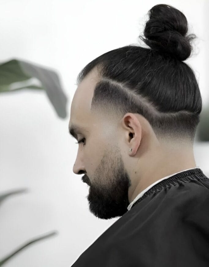 Hard Part Haircuts: 25 Sleek Hairstyles To Awaken Your Classy Self 11 Hard Part Haircuts: Man bun Hard Part Haircuts