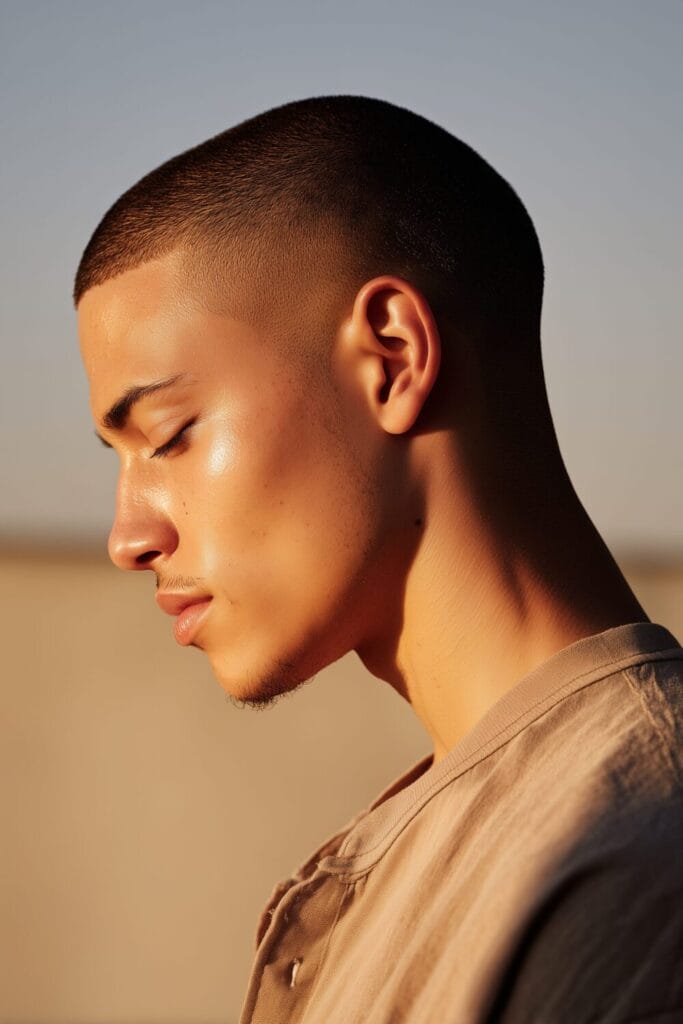 Widows Peak with Buzz 15 Best Buzz Cut Styles That Flatter a Round Face Shape