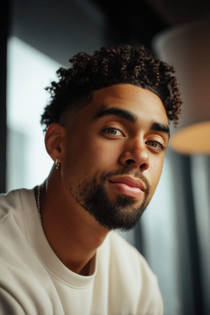 a man with curly hair and beard